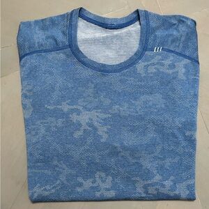 Blue Lululemon Camouflage Patterned T-Shirt